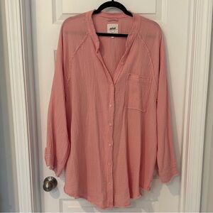 Aerie Muslin Pink Button-Up Shirt
